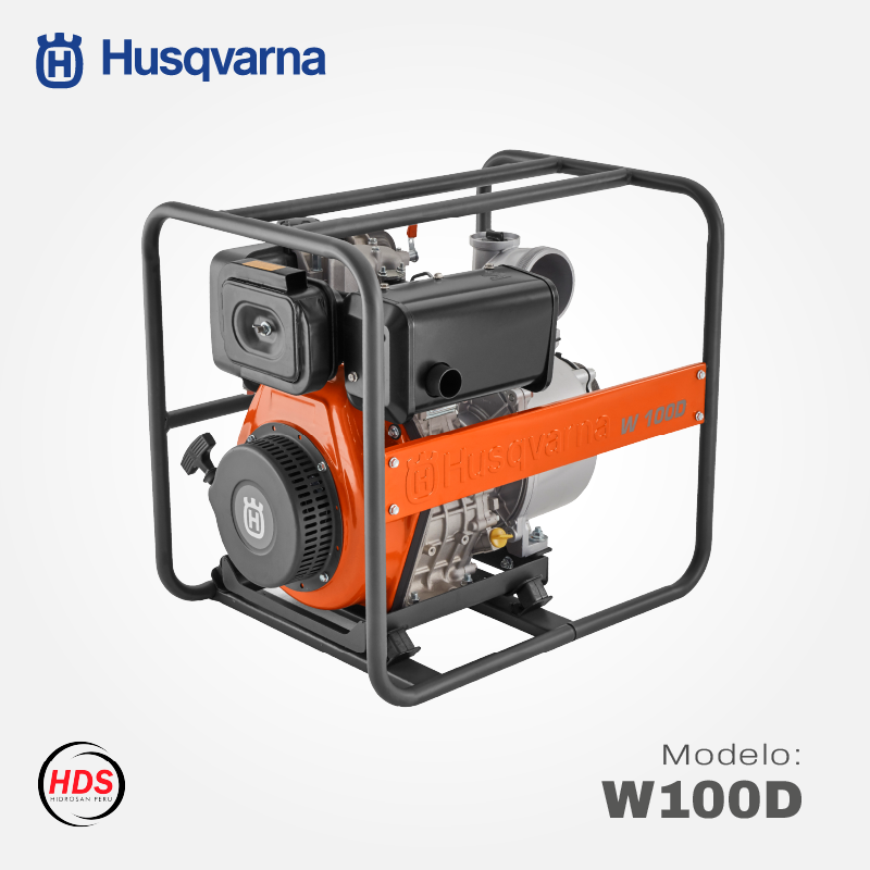 MOTOBOMBA HUSQVARNA W100D 8.6 HP 6.3 KW 4” DIESEL
